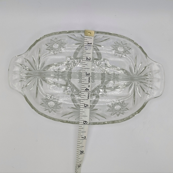 ANCHOR Hocking Star of David Clear Pressed Glass Divided Relish Dish / Tray - Picture 2 of 7